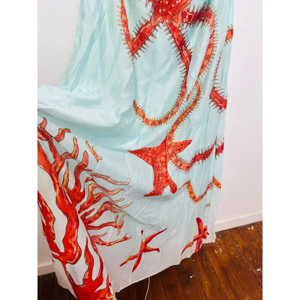 MUMA WORLD Blue Red Starfish Print Sleeveless
Ursa Maxi Dress size Large - Picture 10 of 16